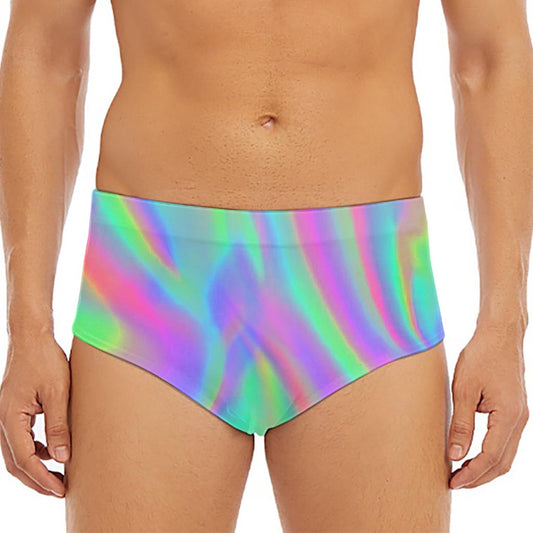 Psychedelic Holographic Trippy Print Men's Triangle Swim Briefs