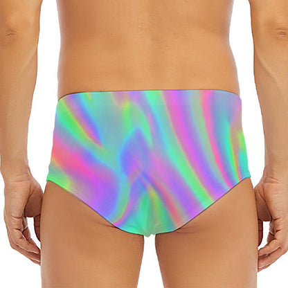 Psychedelic Holographic Trippy Print Men's Triangle Swim Briefs