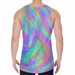 Psychedelic Holographic Trippy Print Men's Velvet Tank Top