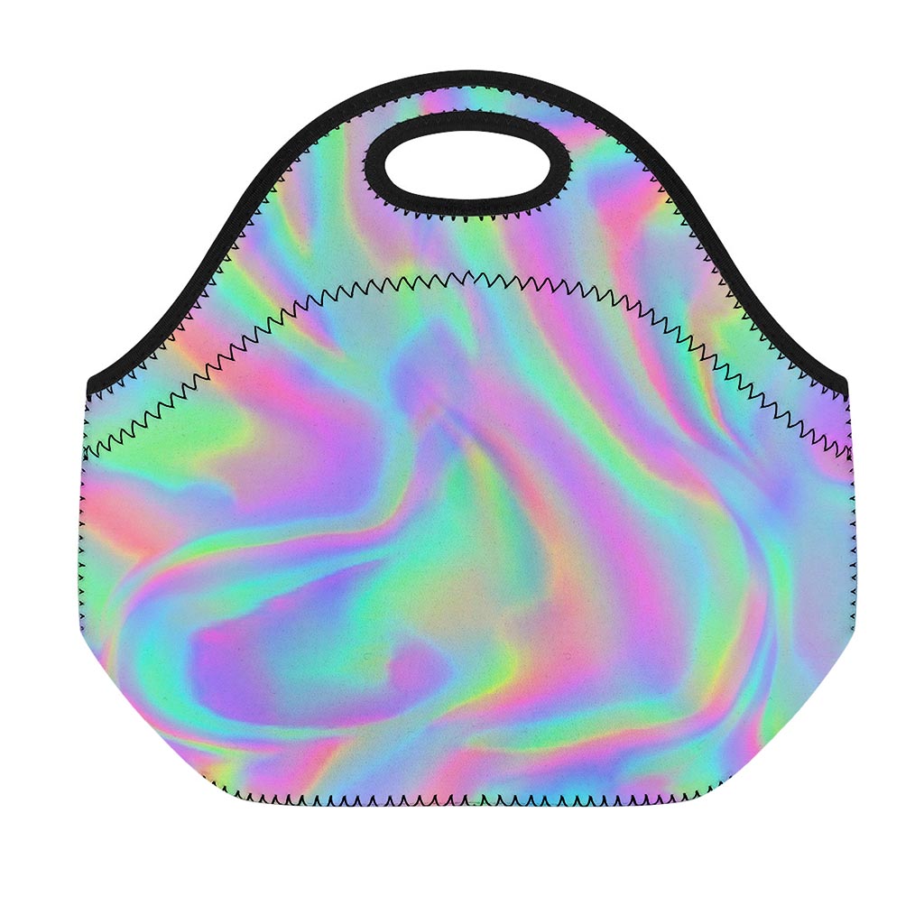 Psychedelic Holographic Trippy Print Neoprene Lunch Bag