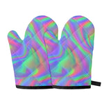 Psychedelic Holographic Trippy Print Oven Mitts