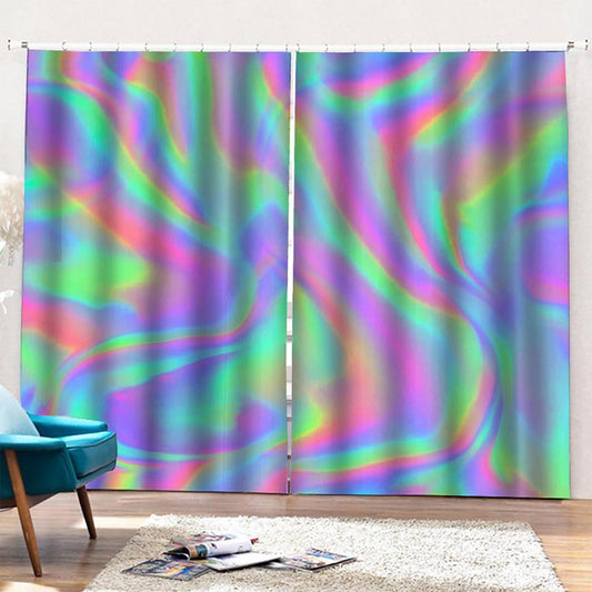 Psychedelic Holographic Trippy Print Pencil Pleat Curtains
