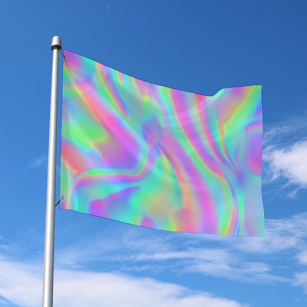 Psychedelic Holographic Trippy Print Polyester Flag