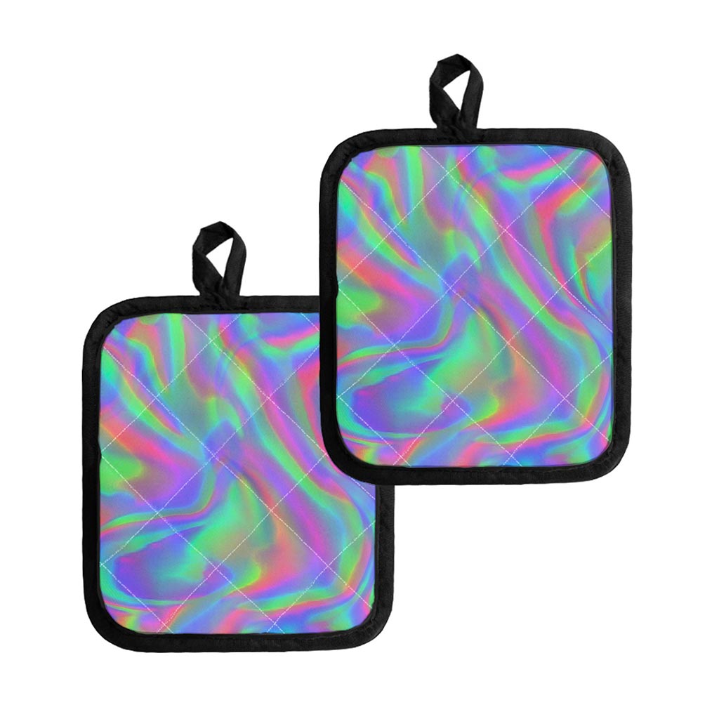Psychedelic Holographic Trippy Print Pot Holders