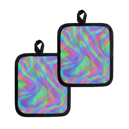 Psychedelic Holographic Trippy Print Pot Holders