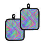 Psychedelic Holographic Trippy Print Pot Holders