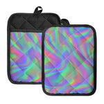Psychedelic Holographic Trippy Print Pot Holders With Pocket