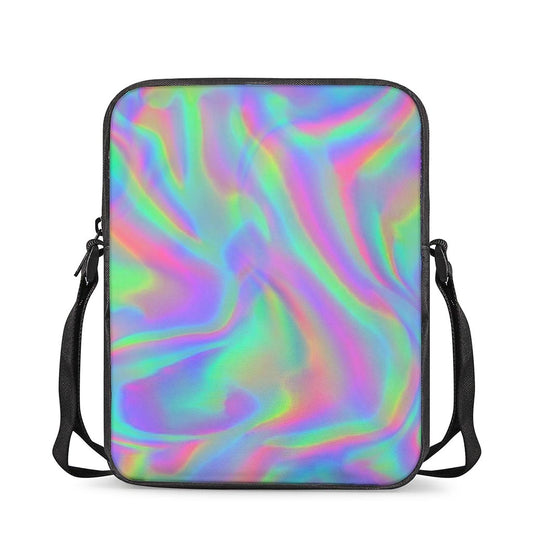 Psychedelic Holographic Trippy Print Rectangular Crossbody Bag