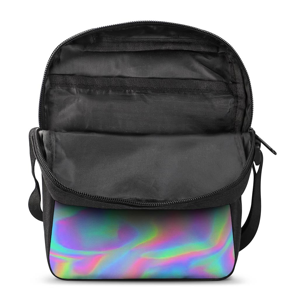 Psychedelic Holographic Trippy Print Rectangular Crossbody Bag