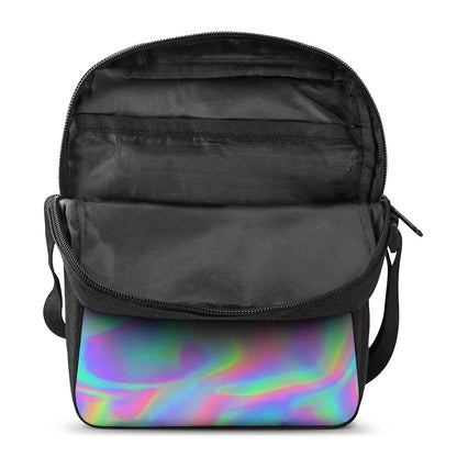 Psychedelic Holographic Trippy Print Rectangular Crossbody Bag
