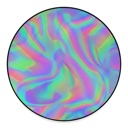 Psychedelic Holographic Trippy Print Round Floor Mat