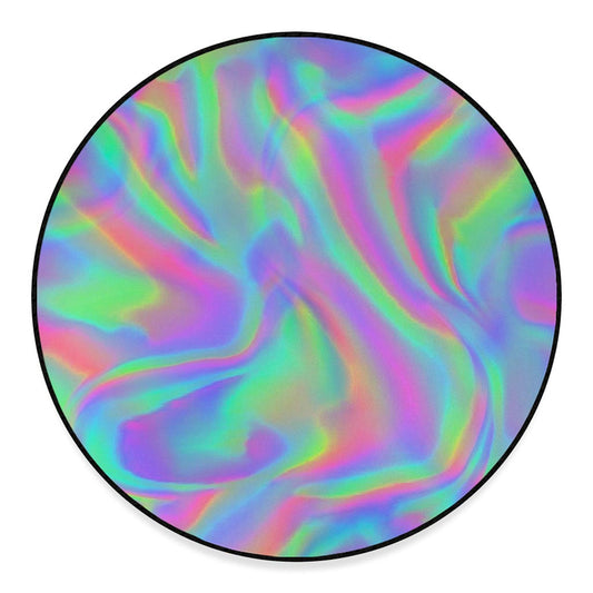 Psychedelic Holographic Trippy Print Round Floor Mat