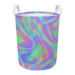 Psychedelic Holographic Trippy Print Round Laundry Basket