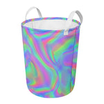 Psychedelic Holographic Trippy Print Round Laundry Basket