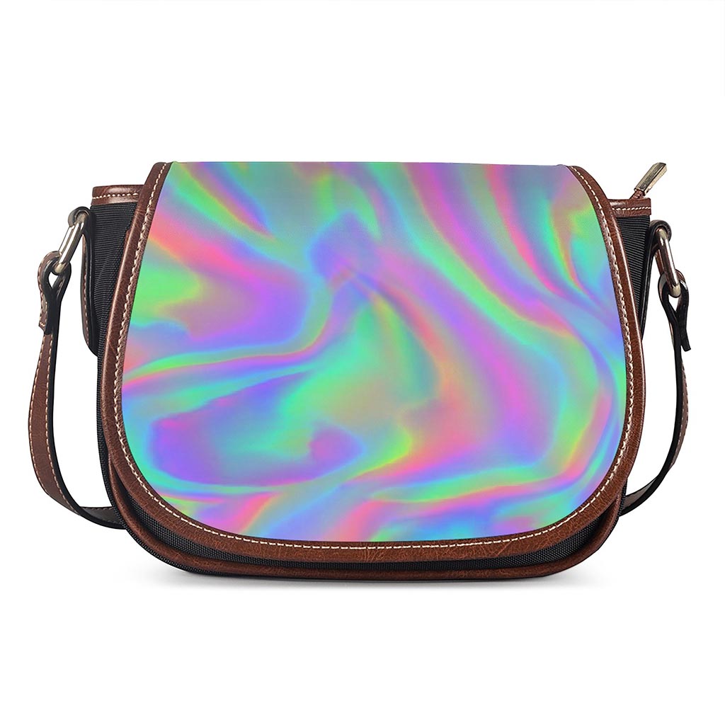 Psychedelic Holographic Trippy Print Saddle Bag