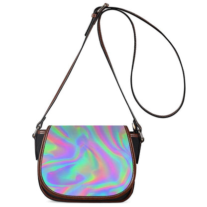 Psychedelic Holographic Trippy Print Saddle Bag