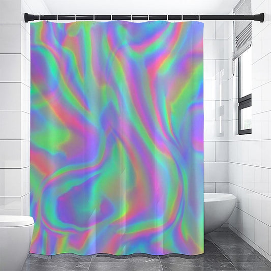 Psychedelic Holographic Trippy Print Shower Curtain