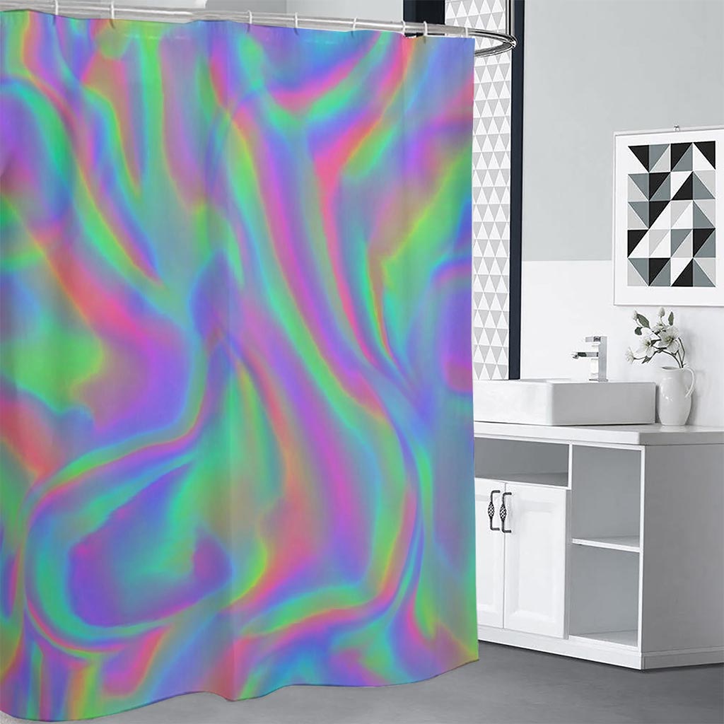 Psychedelic Holographic Trippy Print Shower Curtain