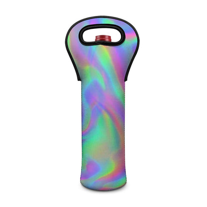 Psychedelic Holographic Trippy Print Single Neoprene Wine Tote