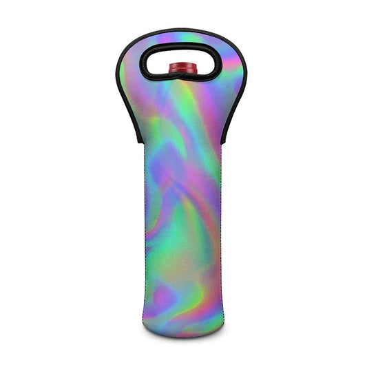 Psychedelic Holographic Trippy Print Single Neoprene Wine Tote