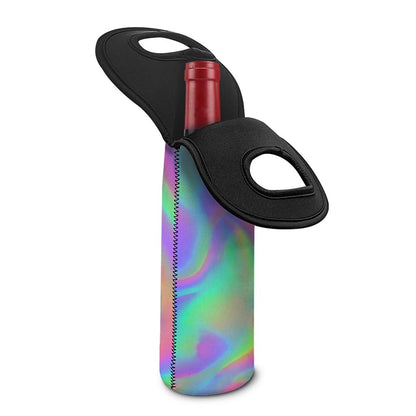 Psychedelic Holographic Trippy Print Single Neoprene Wine Tote