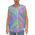 Psychedelic Holographic Trippy Print Sleeveless Baseball Jersey
