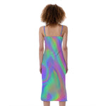 Psychedelic Holographic Trippy Print Slim Fit Midi Cami Dress