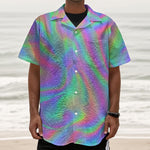 Psychedelic Holographic Trippy Print Textured Short Sleeve Shirt