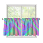 Psychedelic Holographic Trippy Print Tier Curtains
