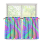 Psychedelic Holographic Trippy Print Tier Curtains