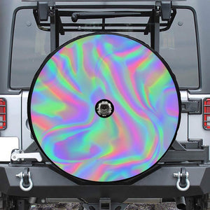 Psychedelic Holographic Trippy Print Tire Cover With Camera Hole