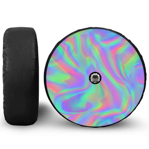 Psychedelic Holographic Trippy Print Tire Cover With Camera Hole