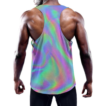 Psychedelic Holographic Trippy Print Training Tank Top