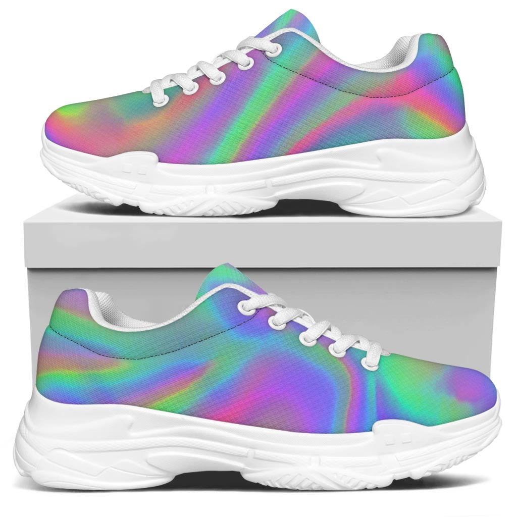 Psychedelic Holographic Trippy Print White Chunky Shoes