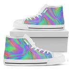 Psychedelic Holographic Trippy Print White High Top Sneakers