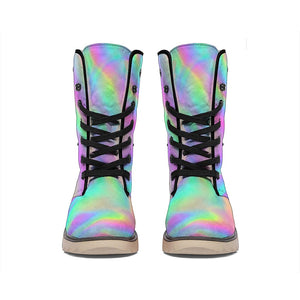 Psychedelic Holographic Trippy Print Winter Boots