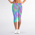 Psychedelic Holographic Trippy Print Women's Capri Leggings