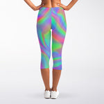 Psychedelic Holographic Trippy Print Women's Capri Leggings