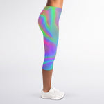 Psychedelic Holographic Trippy Print Women's Capri Leggings