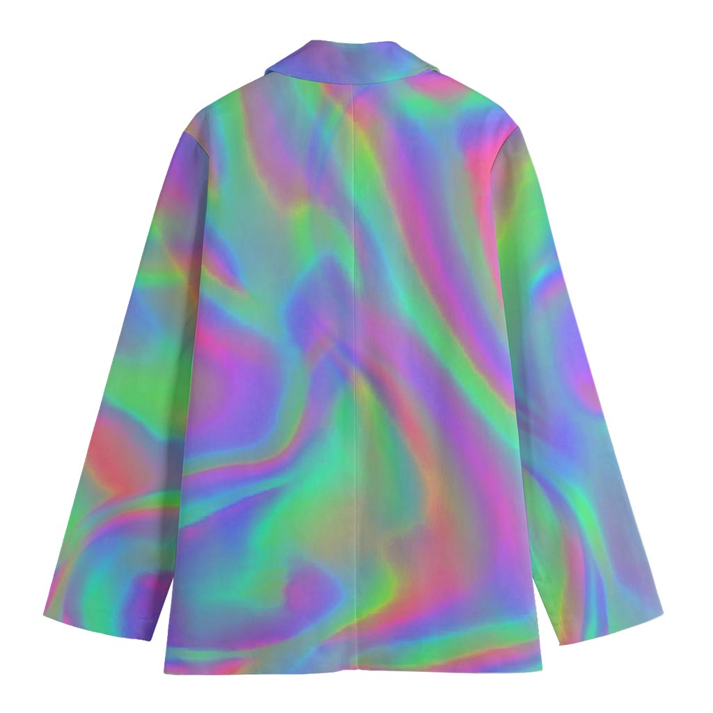 Psychedelic Holographic Trippy Print Women's Cotton Blazer