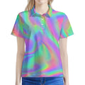 Psychedelic Holographic Trippy Print Women's Polo Shirt