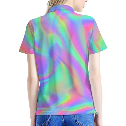 Psychedelic Holographic Trippy Print Women's Polo Shirt