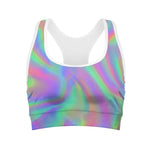 Psychedelic Holographic Trippy Print Women's Sports Bra