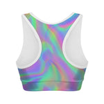 Psychedelic Holographic Trippy Print Women's Sports Bra