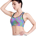 Psychedelic Holographic Trippy Print Women's Sports Bra