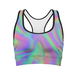Psychedelic Holographic Trippy Print Women's Sports Bra