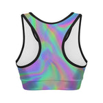 Psychedelic Holographic Trippy Print Women's Sports Bra
