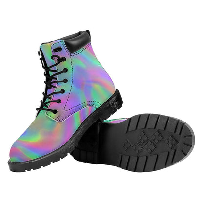 Psychedelic Holographic Trippy Print Work Boots