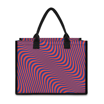 Psychedelic Illusion Print Canvas Tote Bag