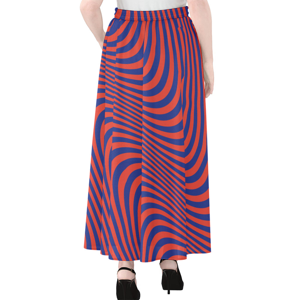 Psychedelic Illusion Print Chiffon Maxi Skirt